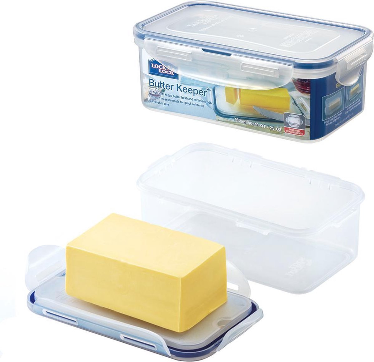 Lock&Lock Botervloot met deksel - Set van 2 Stuks - 460 ml - Transparant