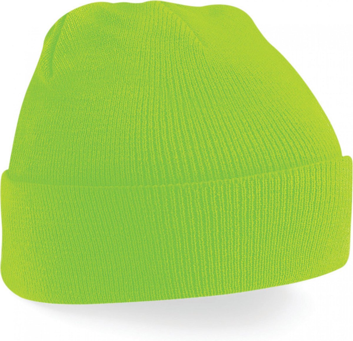 wintermuts Fluorescent Green| klassieke gebreide muts in 30 verschillende kleuren| tweelaags gebreid