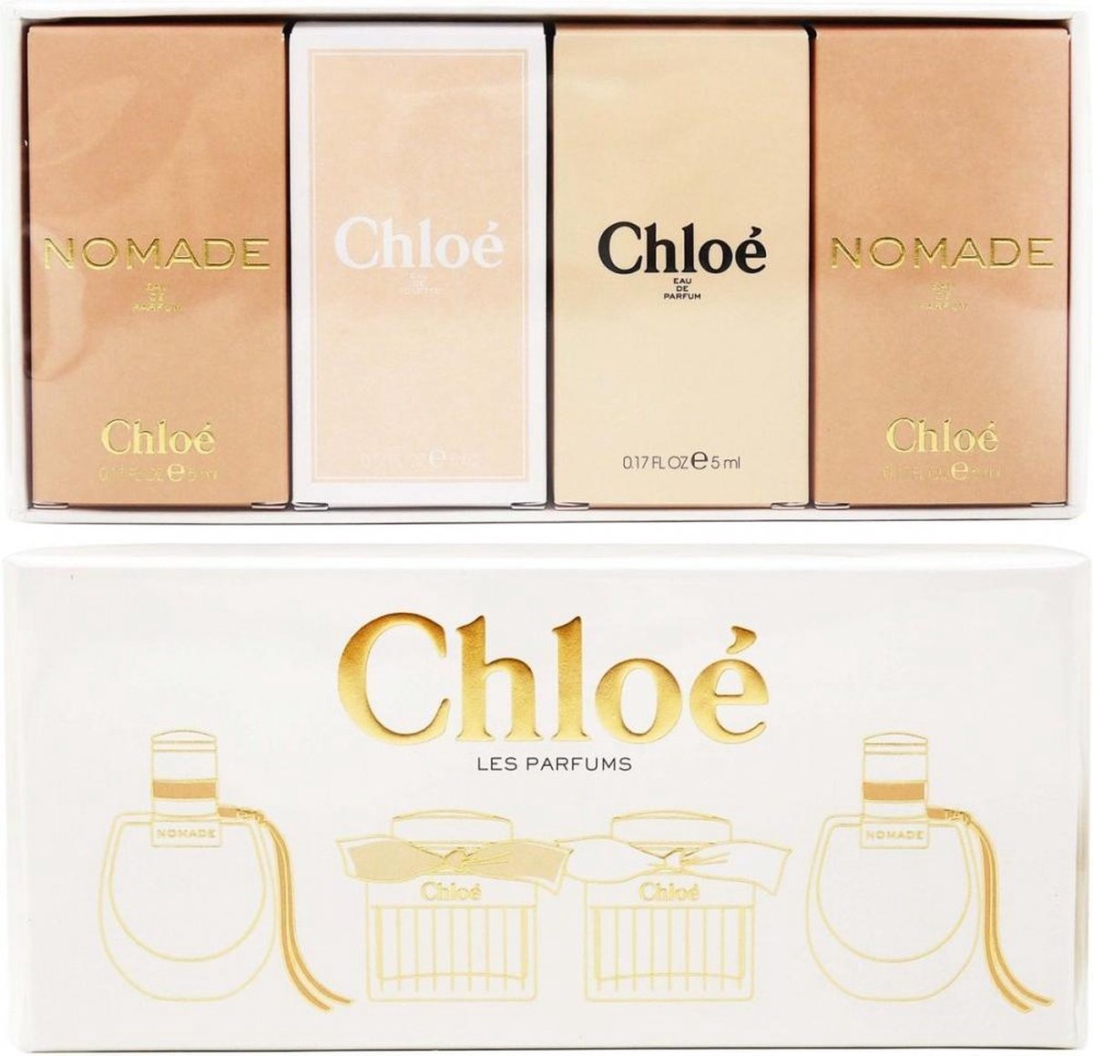 Chloe miniatuur geuren - 2 x Chloe Nomade Eau de Parfum 2 ml + Chloe Eau de Toilette 5 ml + Chloe Eau de Parfum 5 ml - Damesparfum