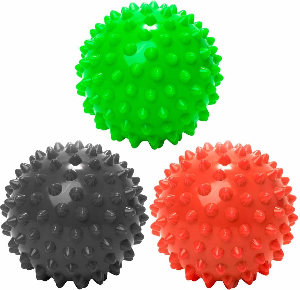 #DoYourFitness - 3 delige set massagebal - »Nica« - Lacrosse Bal / Fasciaball voor effectieve zelfmassage van triggerpoints - diameter 10cm - rood/zwart/groen