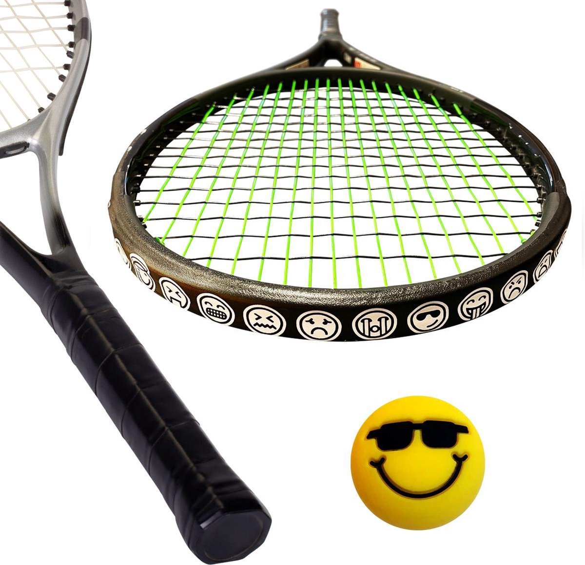 Dempertje.nl - Tennis Overgrip + Toptape Smiley + Demper - Smiley - #068 - 1 stuk