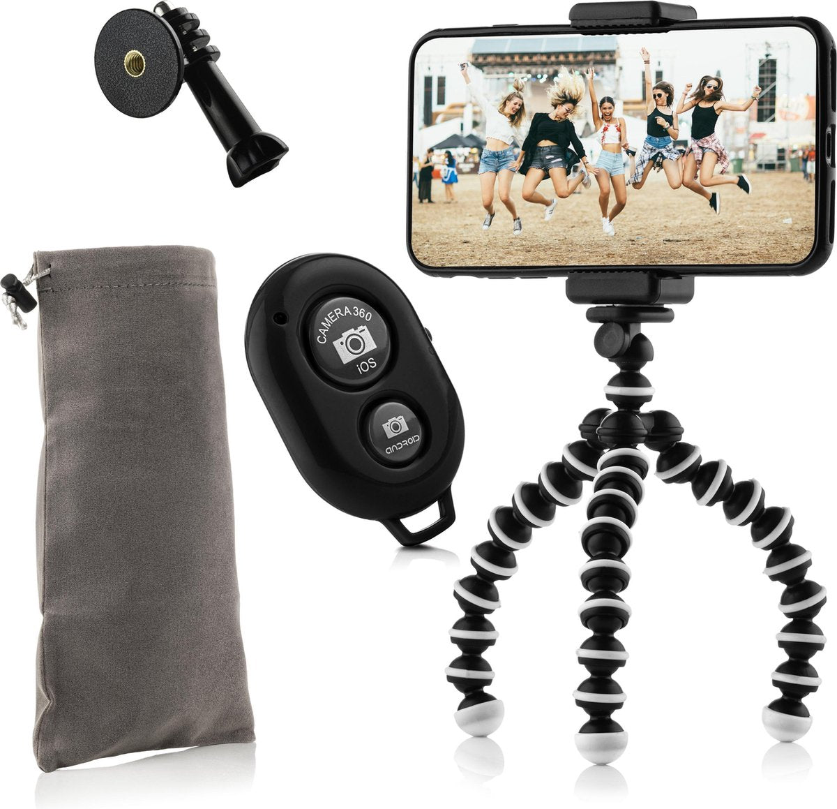 Flexibel mini-statief met extra flexibele poten KIT: met telefoonhouder