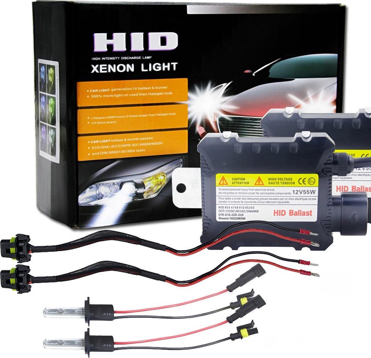 55W HID H7 6000K Xenonlampen Lichtconversiekit met High Intensity Discharge Alloy Ballast