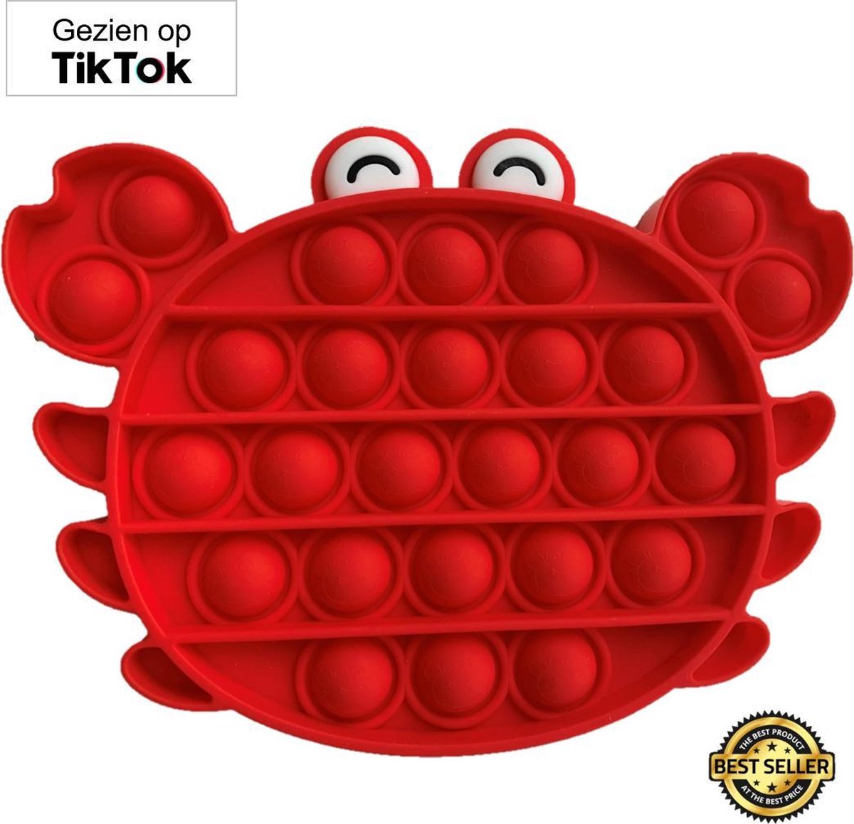 Fidget toys - Pop it fidget toy - Fidget speelgoed - pop it krab - pop it rood - tiktok - stress verlagend speelgoed