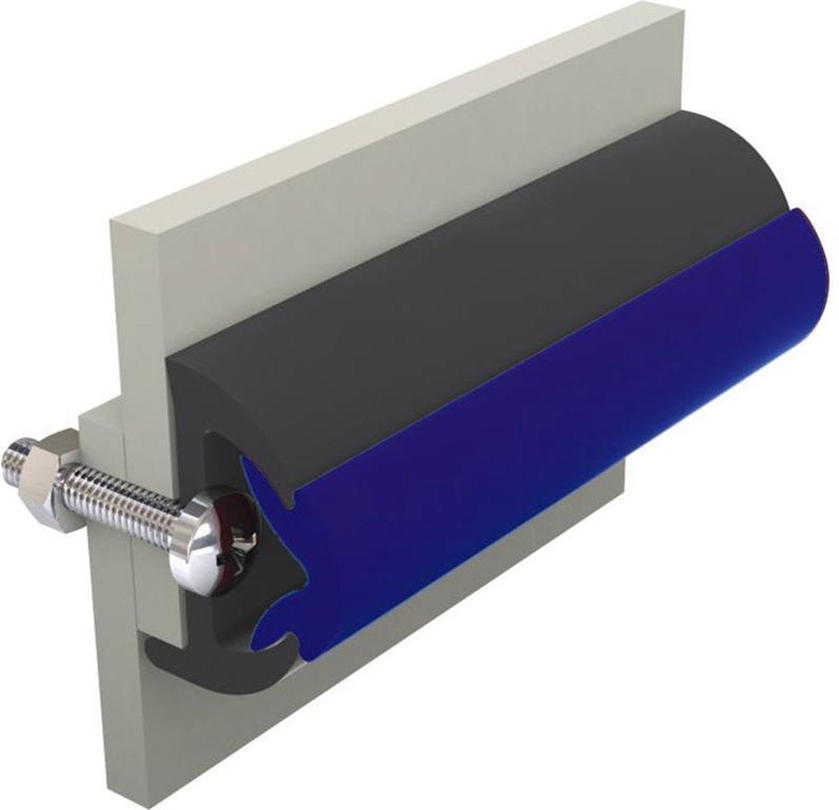 Stootlijst SET POLY4031 20 Mtr Antraciet met Blauwe bies