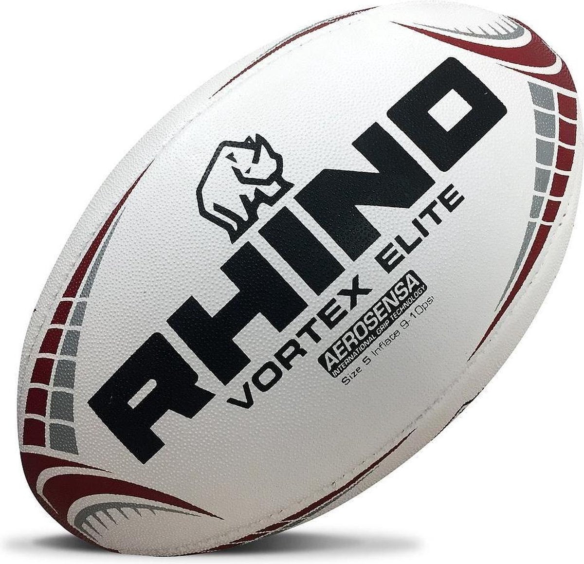 Rhino Rugbybal Vortex Elite Replica Rubber Wit/rood Maat 2