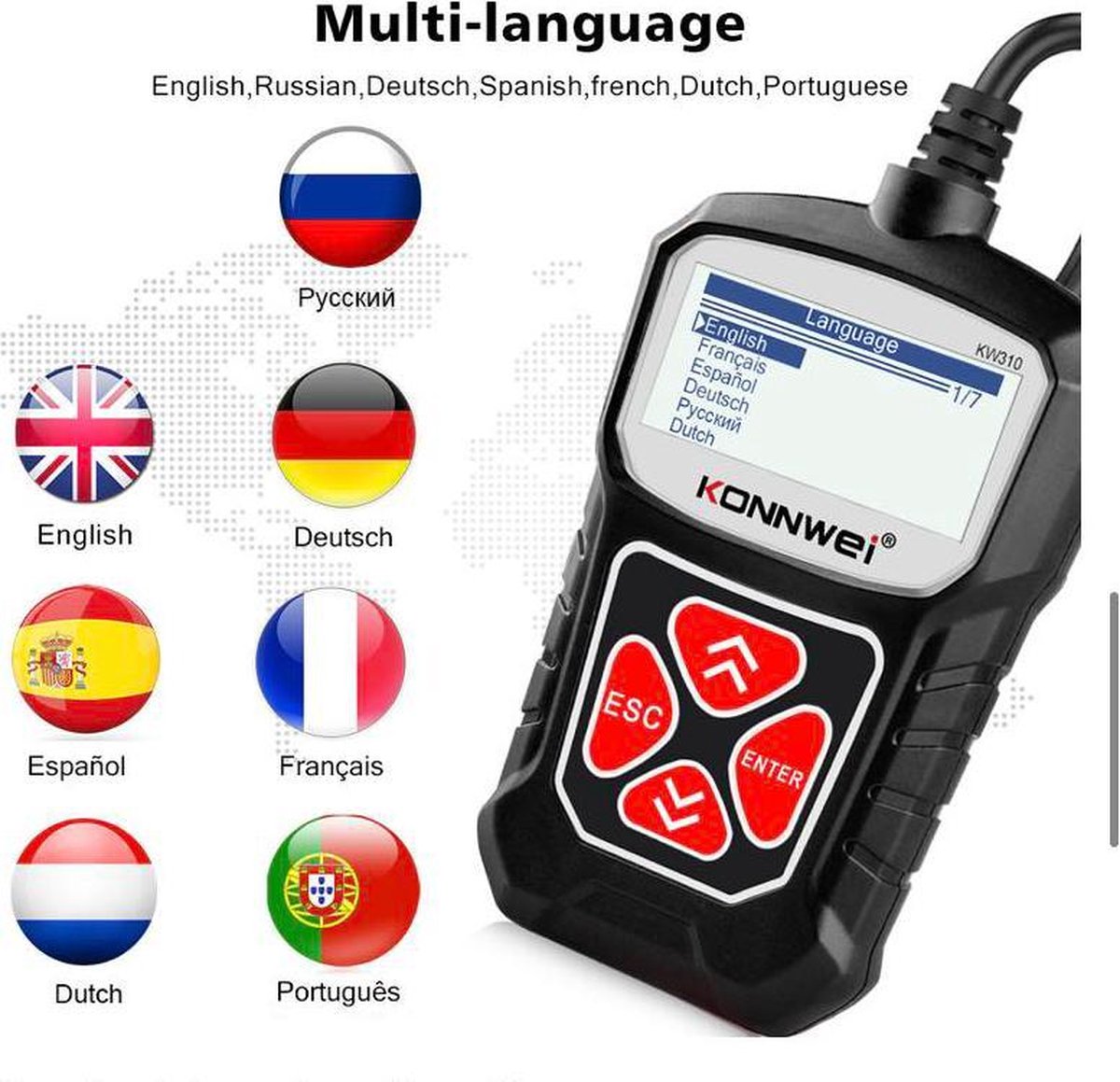 Konnwei OBD II / EOBD Auto Scanner - Uitlees apparaat - Diagnose - OBD II