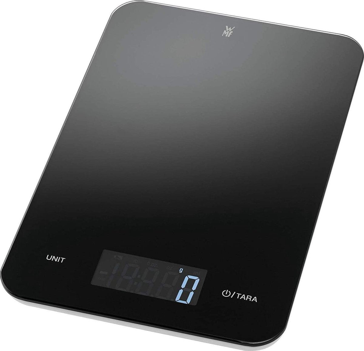 Gutos WMF Digitale keukenweegschaal - Zwart - LCD scherm - Tot 5 KG - 1 gram weegprecisie - keukenweegschaal digitaal - 23 x 15 x 2 cm - bakweegschaal - Zwarte keuken weegschaal - huishoudweegschaal