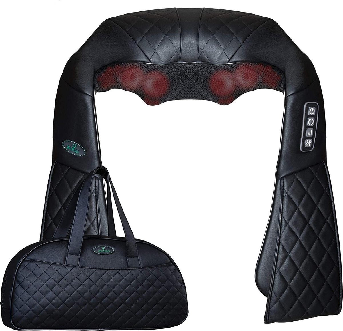 Oliver James® - Shiatsu - Elektrische nek/rug/schouders message - Messagekussen - Messagestoel -  8 Roterende ballen met warmte functionaliteit -  Verzacht spierpijn en stress thuis op kantoor en op vakantie - Met draagtas