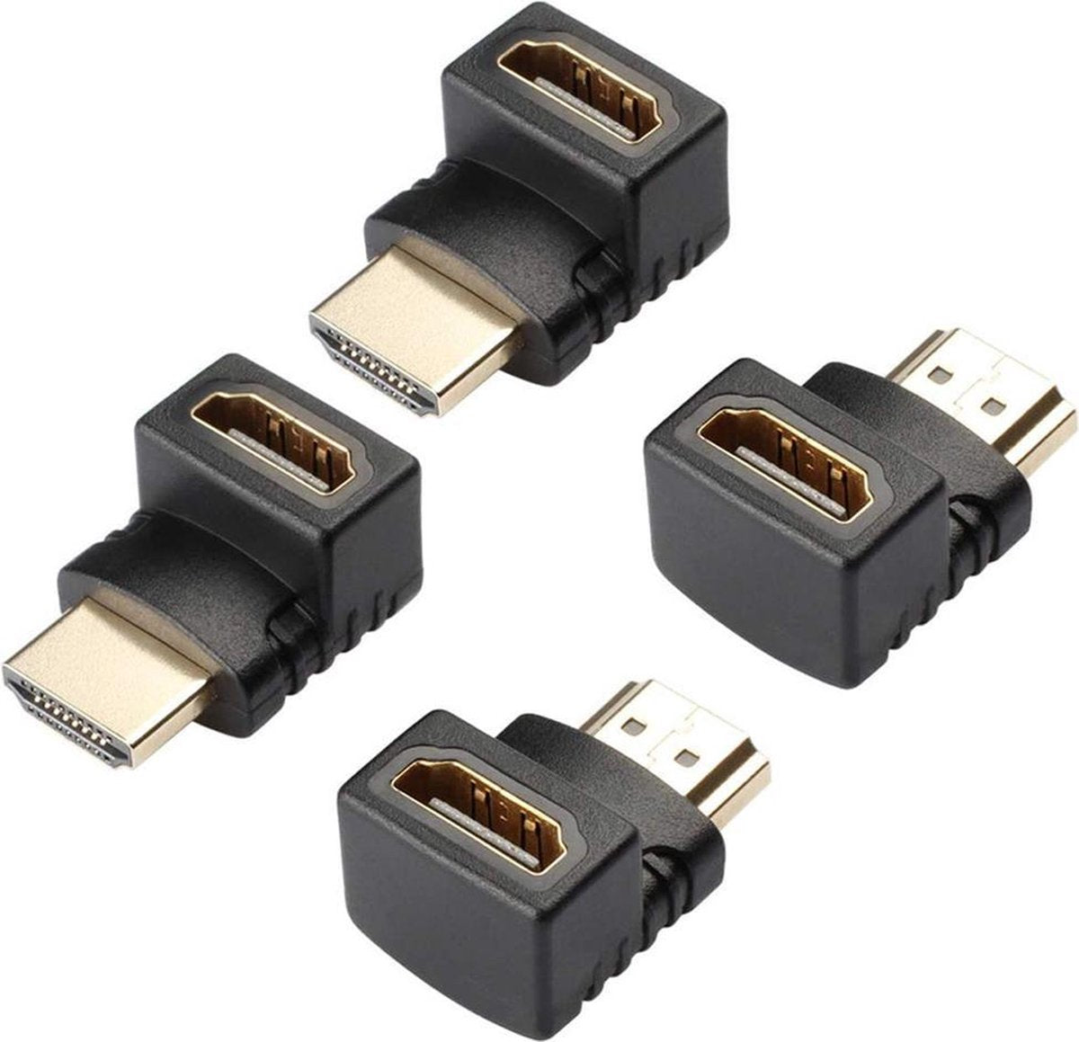 Garpex® Set van 2 - High Speed HDMI met Ethernet Adapter 270° Gehoekt HDMI-Connector - HDMI Female Zwart