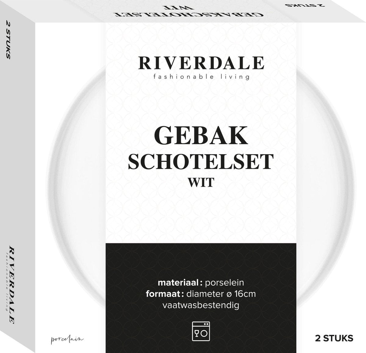 Riverdale Endless servies - gebaksbord 16cm wit set 2 stuks