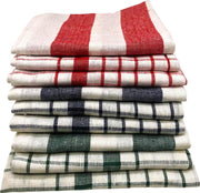 Cenocco CC-9068: 9 - Pieces Vintage Stripe & Plaid Katoenen Keukendoek Set - Wit