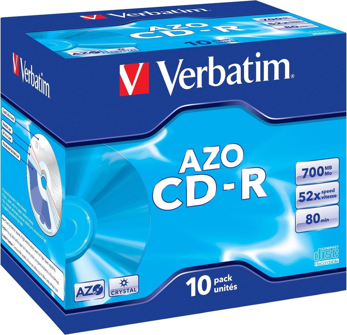CDR 80 min. 700 Mb 48X in jewelcase 10 stuks (Verbatim)