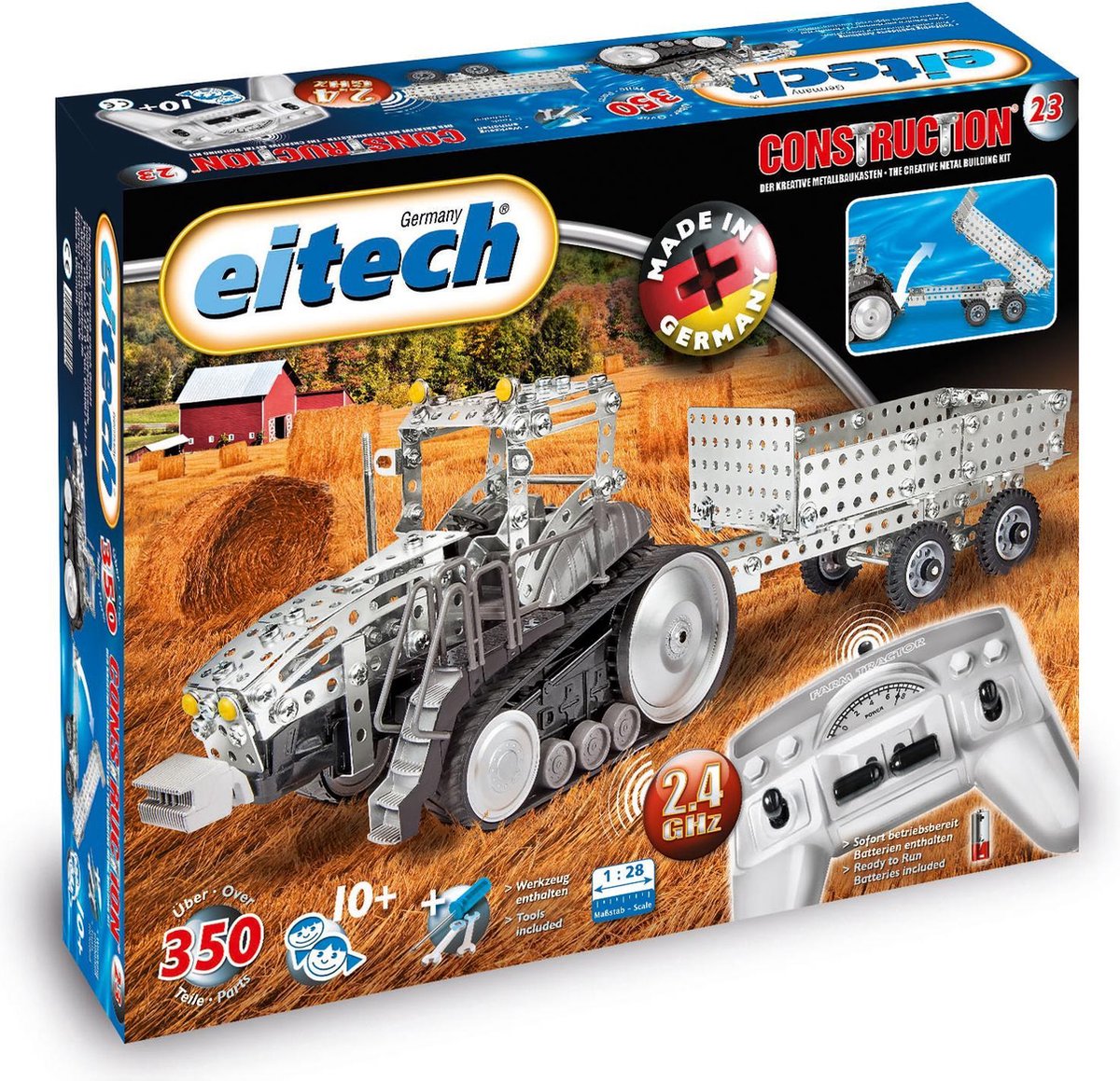 Eitech Constructie - Bouwdoos - Bestuurbare Tractor Met Aanhange
