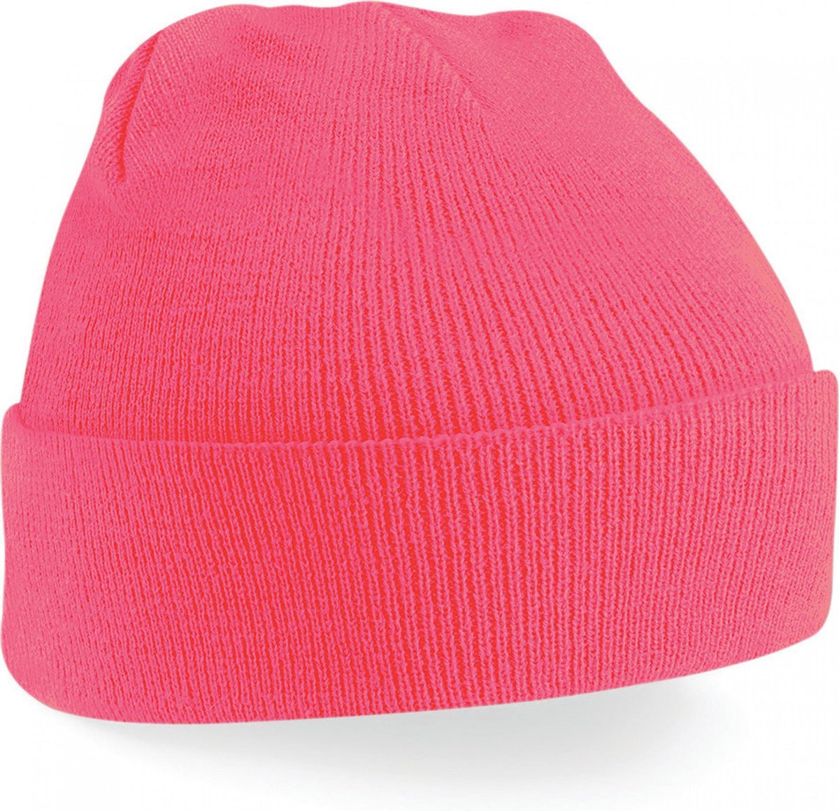 wintermuts Fluorescent Pink | klassieke gebreide muts in 30 verschillende kleuren| tweelaags gebreid