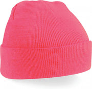 wintermuts Fluorescent Pink | klassieke gebreide muts in 30 verschillende kleuren| tweelaags gebreid