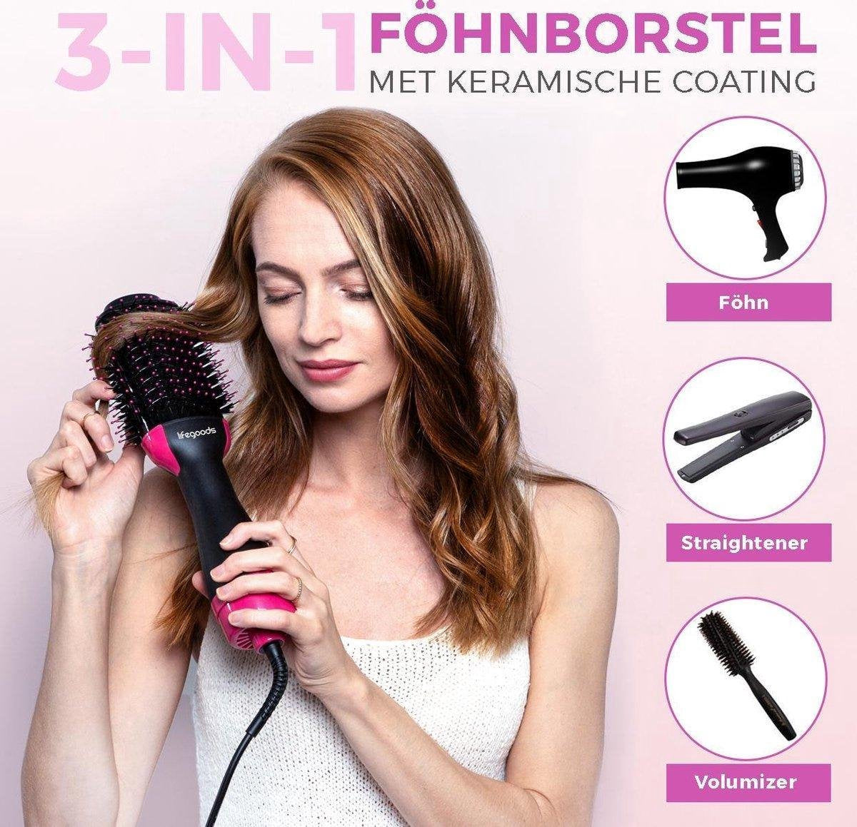 Dealingtoday.com  3-in-1 Magic Brush Föhnborstel – Zwart/Roze