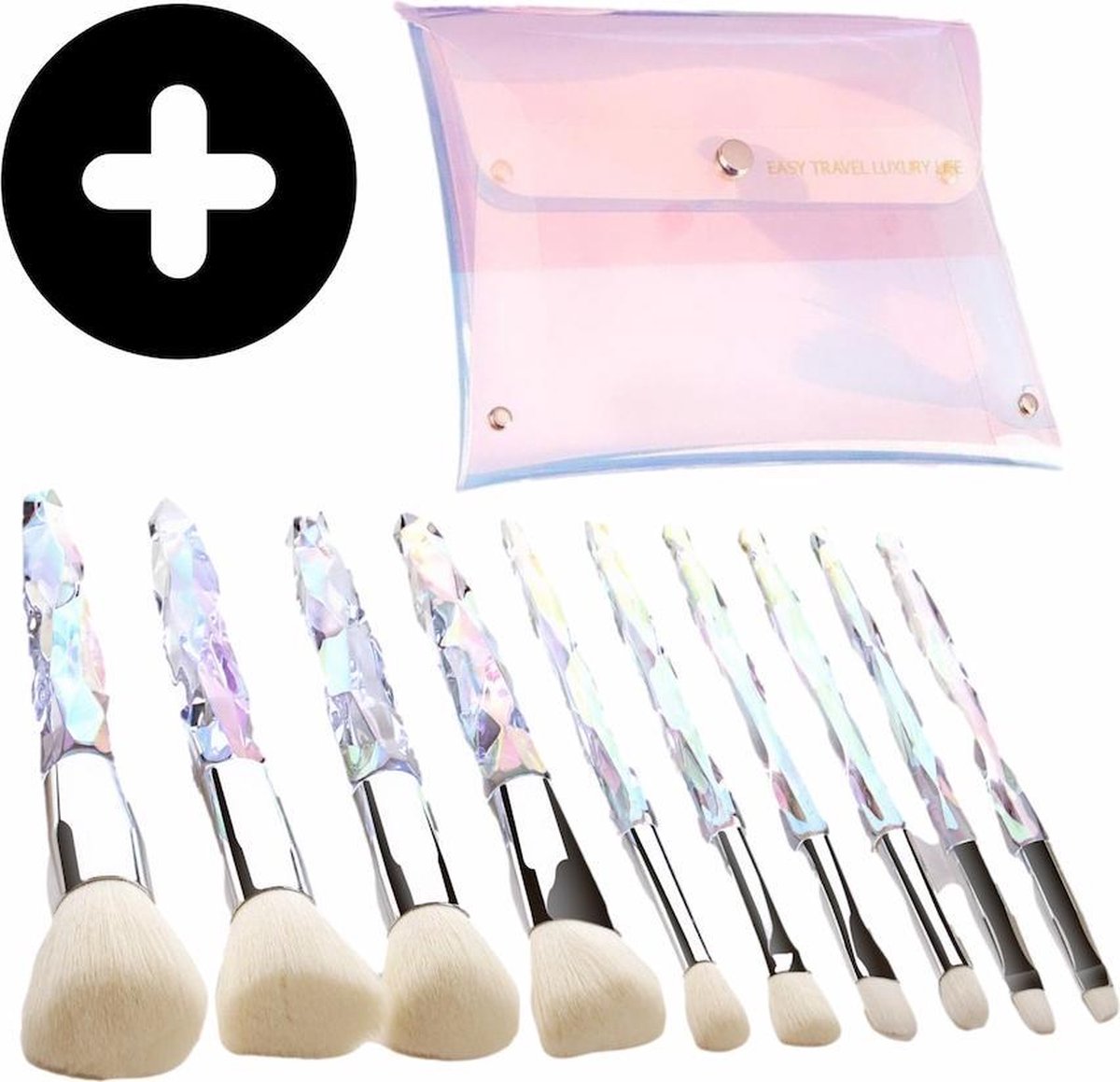 Diamamten Make Up Kwasten Set - Make Up Brush - Oogschaduw - Foundation Kwast - Poeder Kwast - Brush - Make up - Cosmetica - Kwasten Set – Make Up Tasje - 10 Stuks