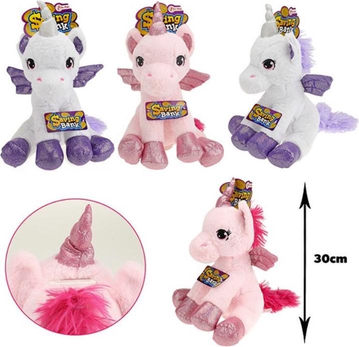 Spaarpot Eenhoorn (unicorn) Knuffel (ROZE)