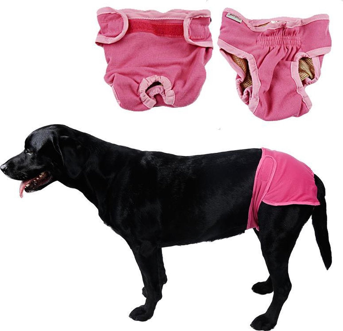 Hondenbroekje - luier voor teef - loopsheid - ongesteldheid - wasbaar - PINK - EXTRA LARGE