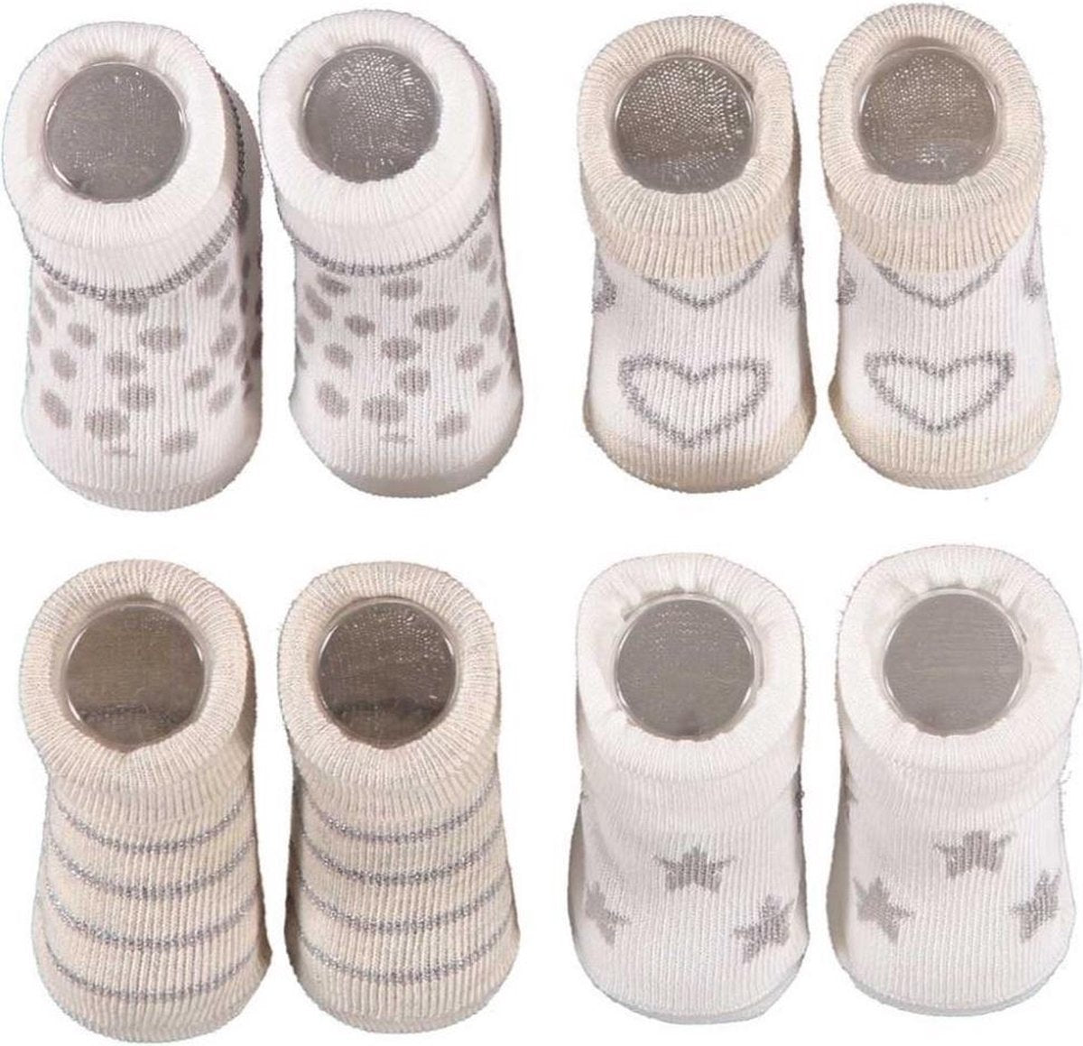 Apollo Babysokken Giftbox New Born Katoen Wit/beige 4 Paar