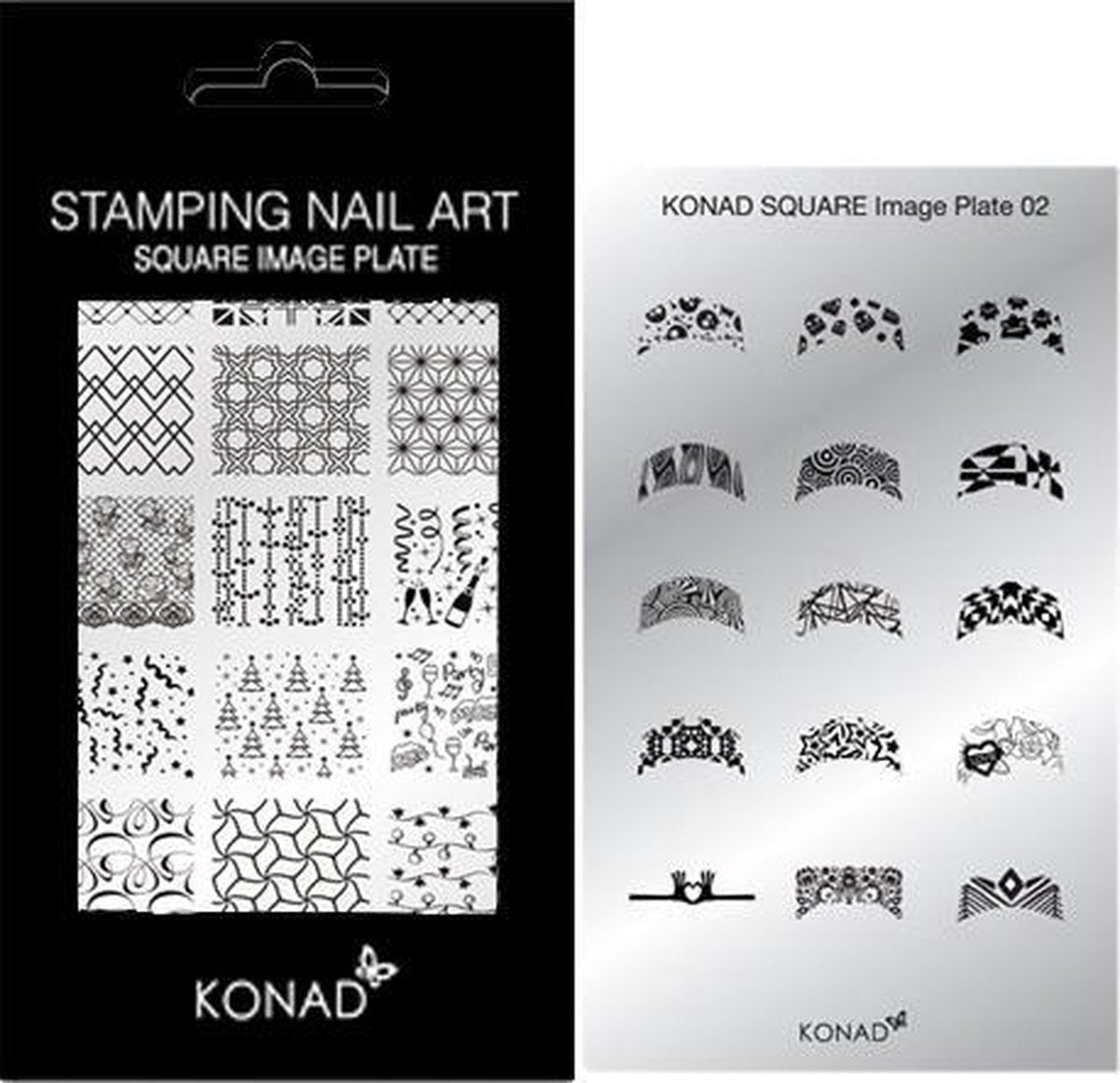 KONAD Square nagel stempelplaat 02 met 15 ' FRENCH MANICURE ' nagel stempel motieven.