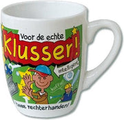 Mok - Cartoon Mok - Voor de echte Klusser - Gevuld met verpakte Italiaanse bonbons - In cadeauverpakking met gekleurd krullint