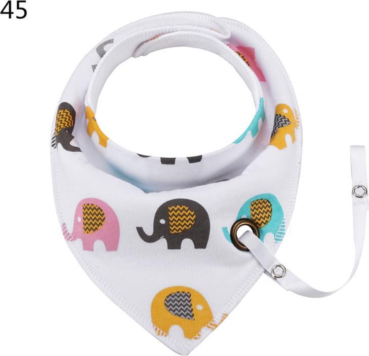 Kraamcadeau - babyshower -baby slabbetje met speenkoord - zachte stof binnenkant - bandana slabbetje - speenkoort - without lemons - Olifanten - chibaa