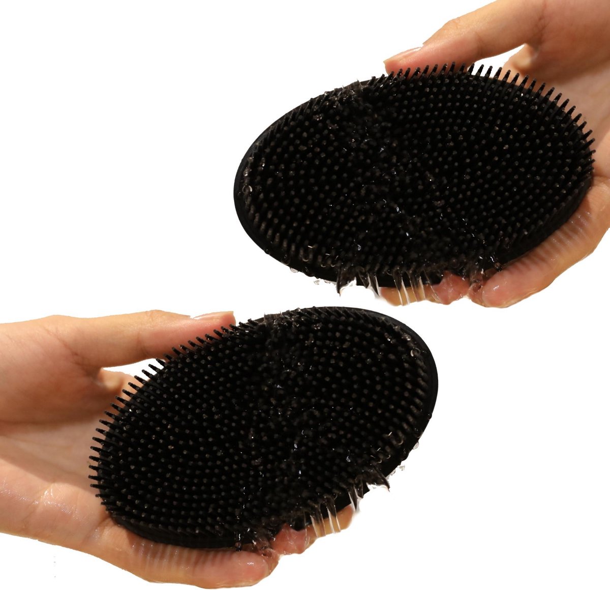 B&P Black velvet bad borstel - 2 stuks - zwart - bad spons silicone - kunsstof - wet & dry brush - bad en douche accesoire
