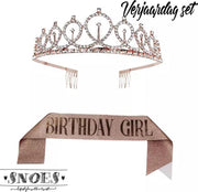 Snoes * Rose Gold Verjaardag Kroon Tiara en Sjerp * Rose Goud * Rose Gold * Jarige versiering * Dress up for your Birthday *