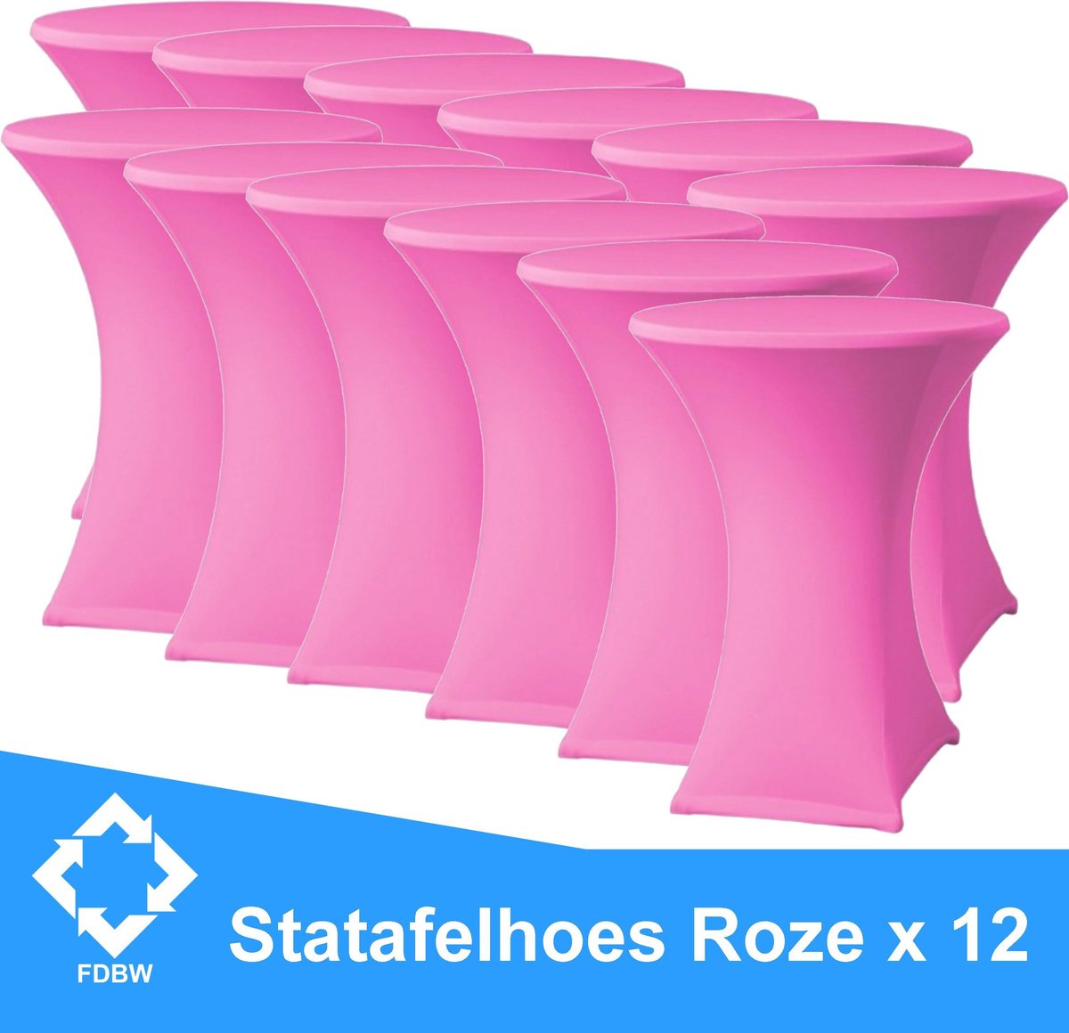Statafelrok Luxe Roze x 12 - Statafel Tafelrok - Statafelhoes - Stretch –  ∅80 x 110 cm – geschikt voor Horeca Evenementen | Sta Tafel Hoes | Statafel | Staantafelhoes | Cocktailparty | Trouwerij | Sta-tafel rok – 12 stuks - SET VAN 12
