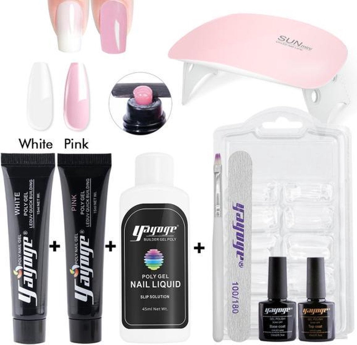 Polygel - Gelnagels Starterspakket - Polygel Starterspakket - Gellak starterspakket - Gel Nagellak - Kunstnagels - UV Lamp - 2 kleuren