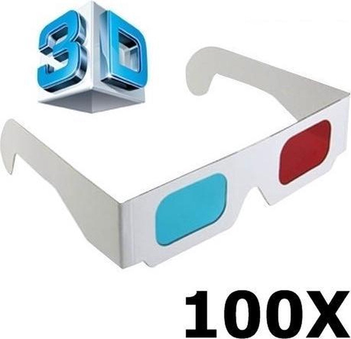 100 Stuks - 3D Red-Cyan Papieren Bril