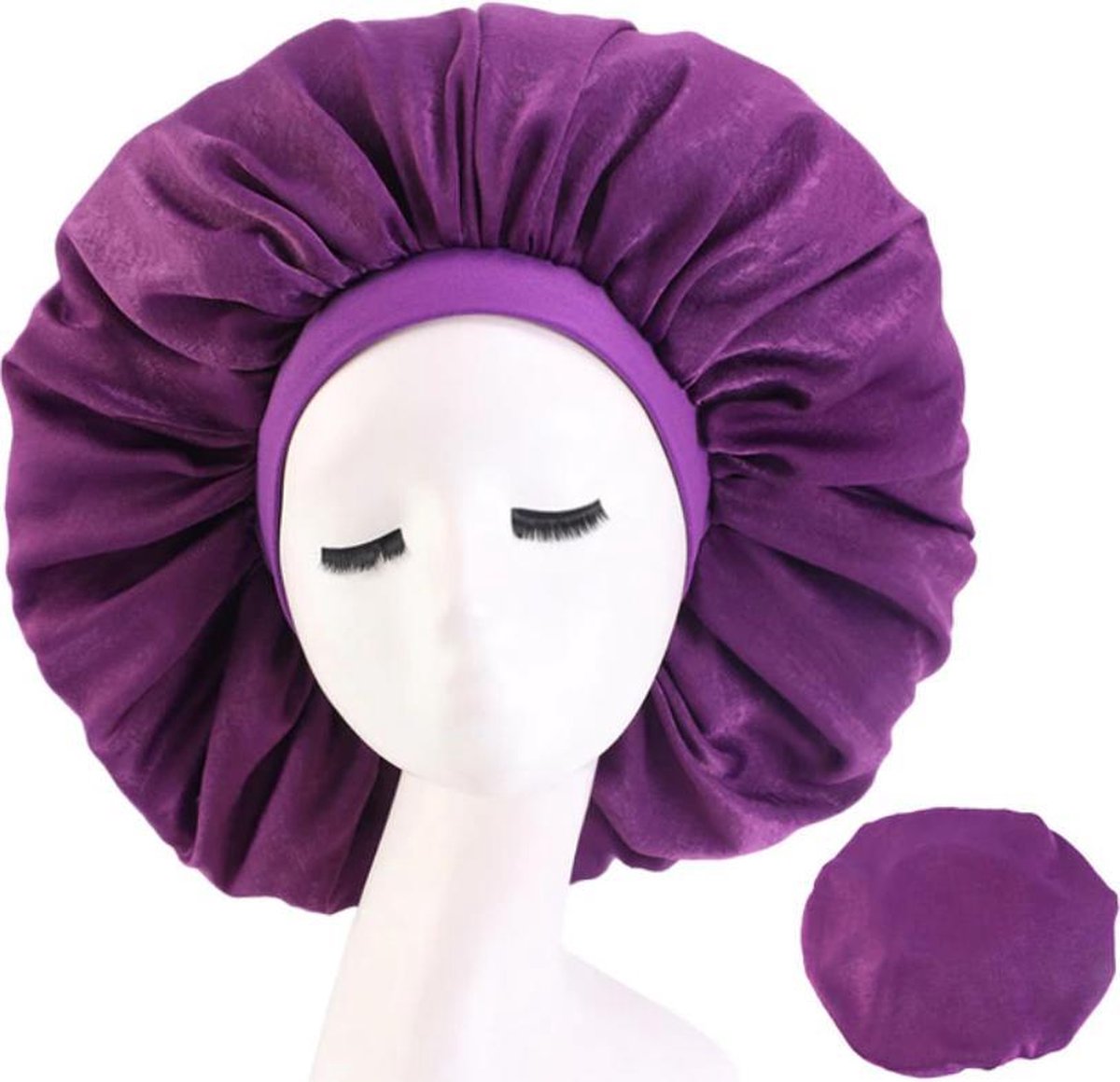 Bonnet Satijn - Polyester XXL|Slaapmuts Satijn|Hoofddeksel|Unisex|Cabantis|Paars