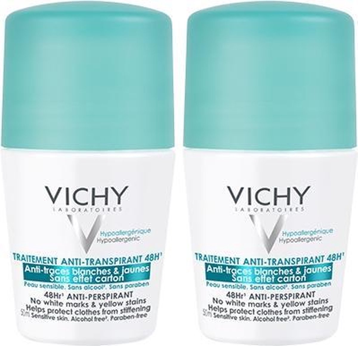 Vichy Deodorant Intense Transpiratie roller 48 uur anti-strepen - 2x50ml
