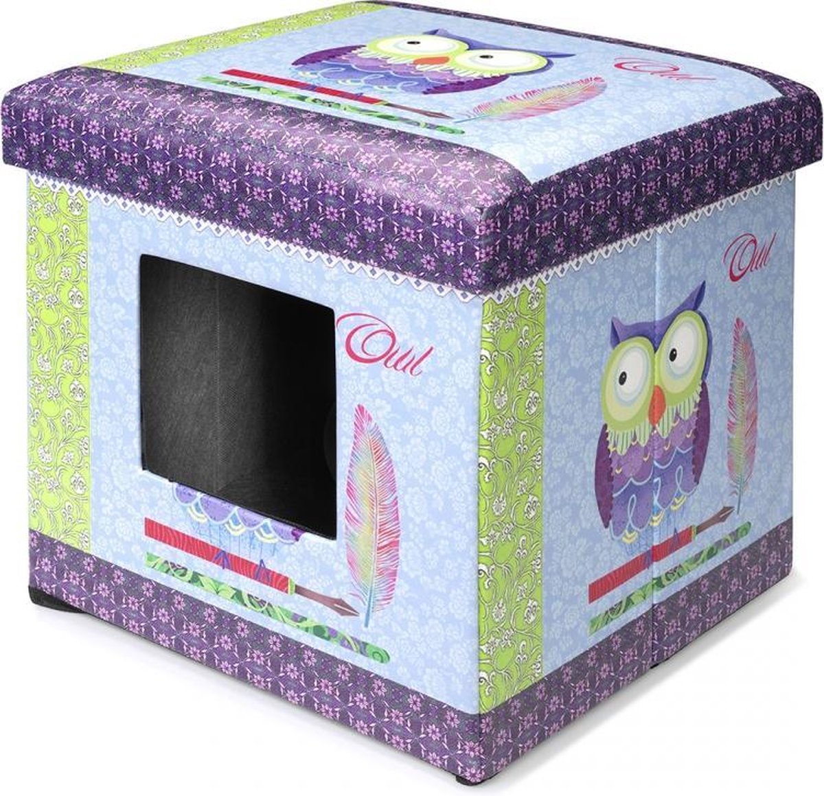 D&D Home collection ottoman owl Blauw 38x38x38CM