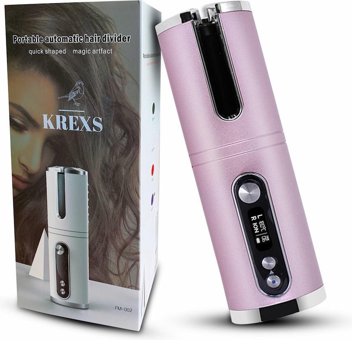 Krexs - Automatische Krultang – Haarkruller - Hair Curler – Golvenkrultang – Krullen – Wave Krultang - Roze