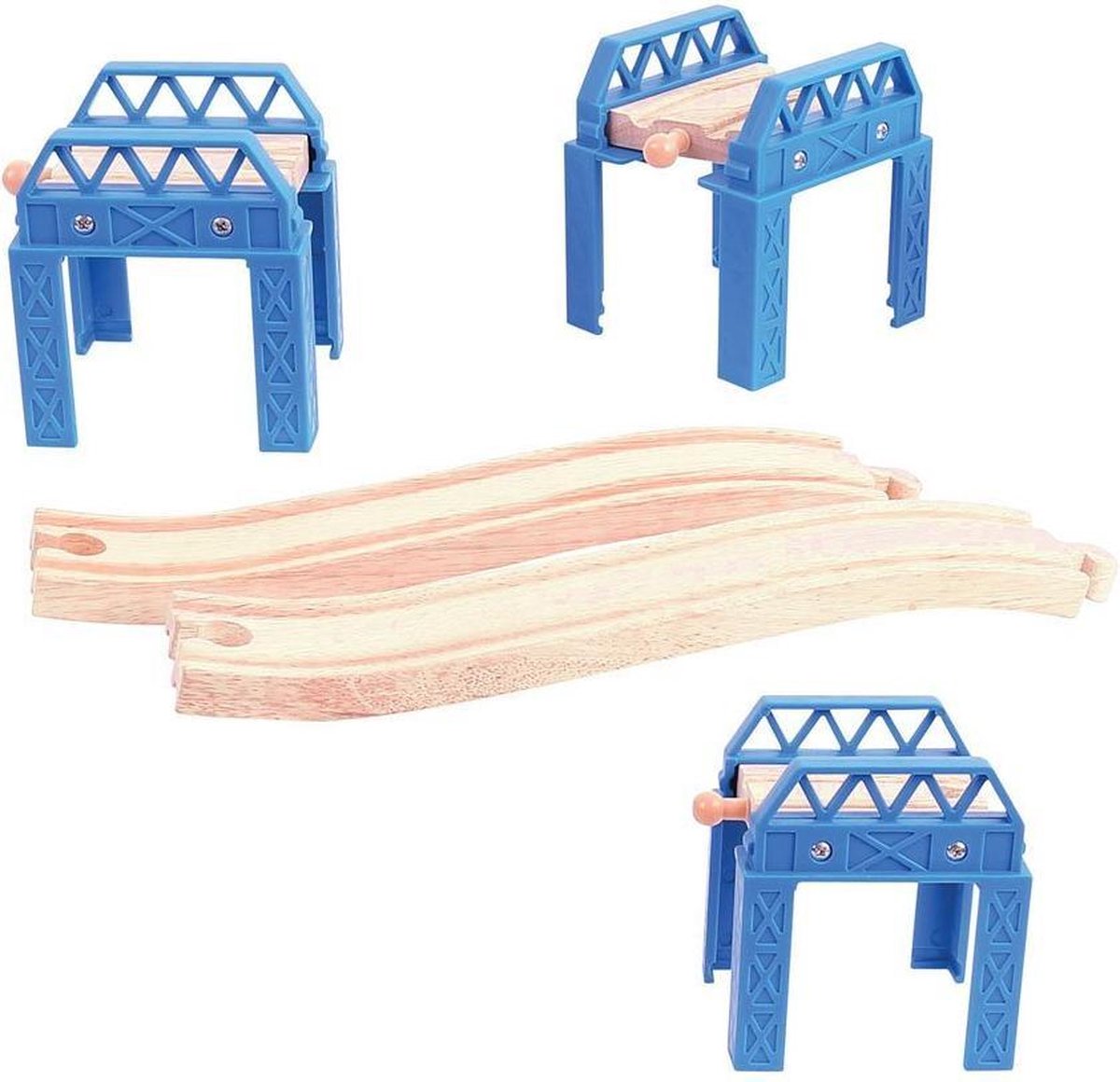 BIGJIGS Treinset Treinbaan Brugdelen - Hout
