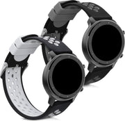 kwmobile 2x horlogeband voor Huami Amazfit GTR (47mm) / GTR 2 / GTR 2e - siliconen band voor fitnesstracker - zwart / grijs / zwart / wit