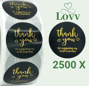 5 Rollen Stickers-Thank You For Supporting My Small Business- Sluitstickers-5 x 500 stuks Stickers op rol