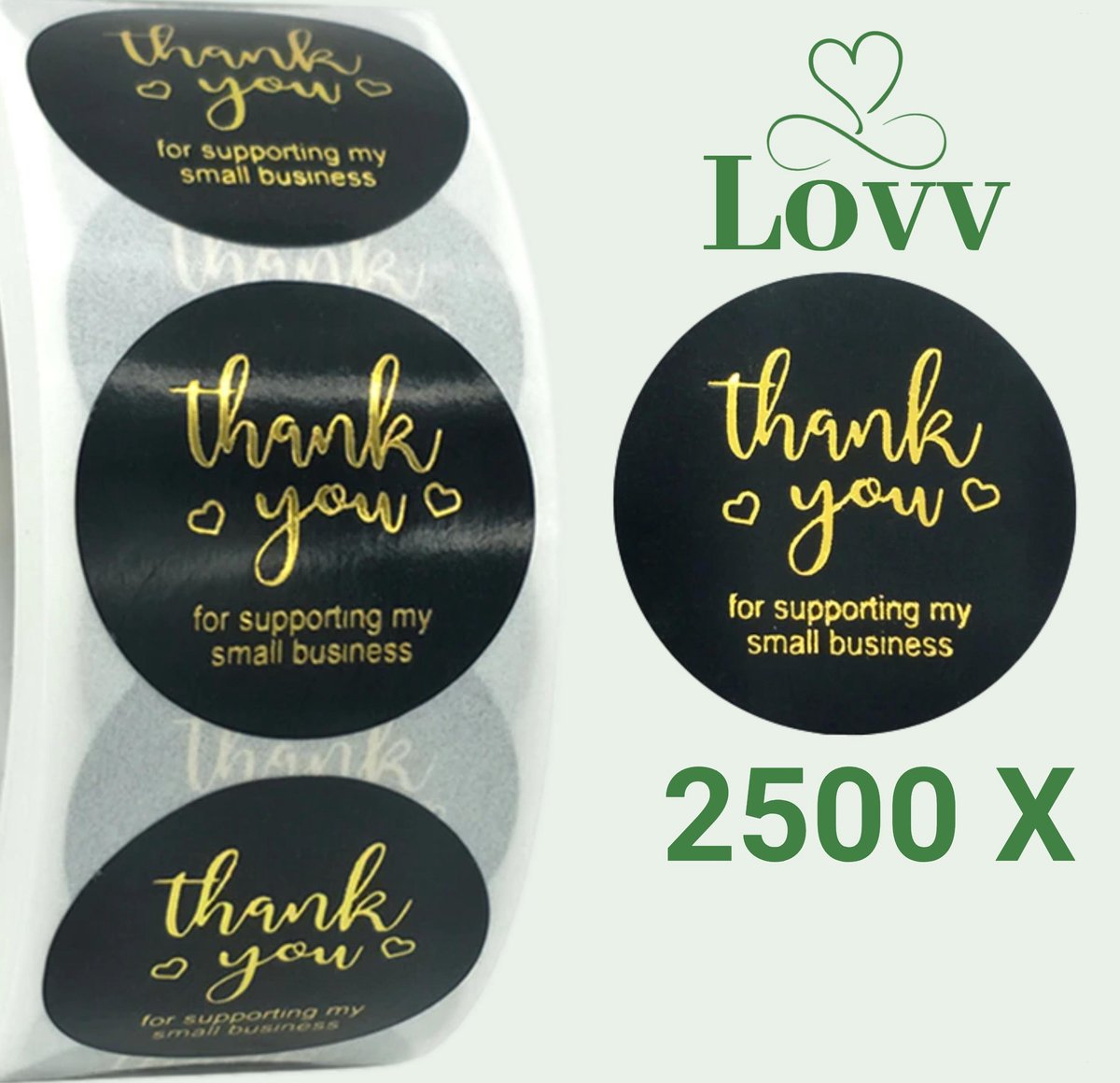 5 Rollen Stickers-Thank You For Supporting My Small Business- Sluitstickers-5 x 500 stuks Stickers op rol