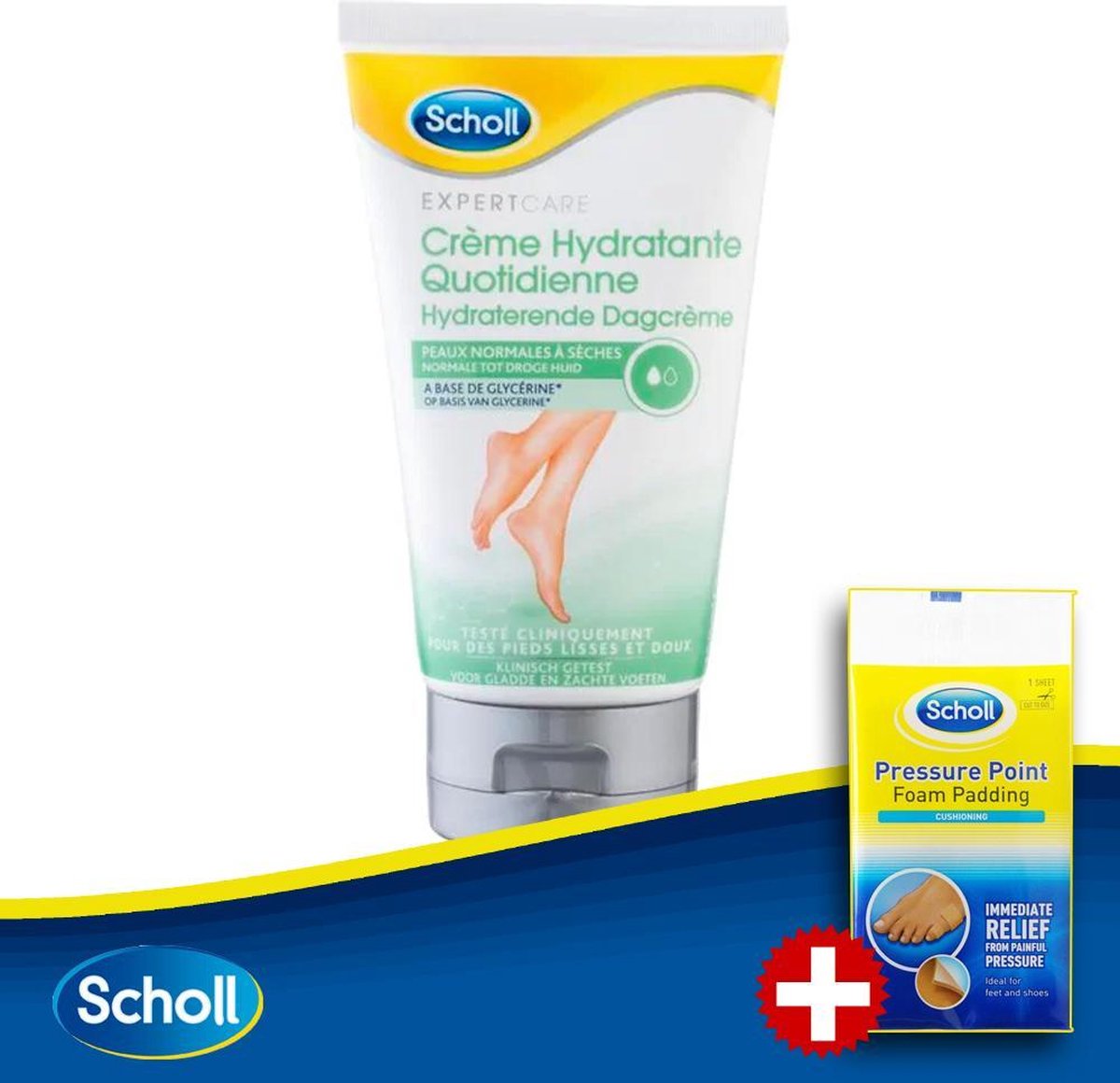 Scholl Hydraterende Dagcreme Voor Je Voeten - 150 ml - Inclusief Scholl Pressure Point Foam Padding