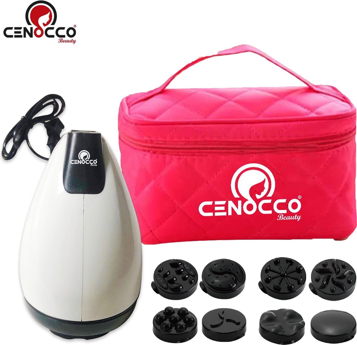Cenocco Beauty: Geavanceerd Massage Apparaat - Shiatsu Massage - 8 Koppen - Massage Gun - Full Body - Met Reistas - Ontspan Meer - Stress Minder -