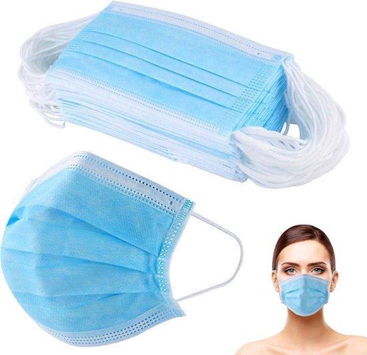 Wegwerp mondkapjes - Niet medisch - Blauw