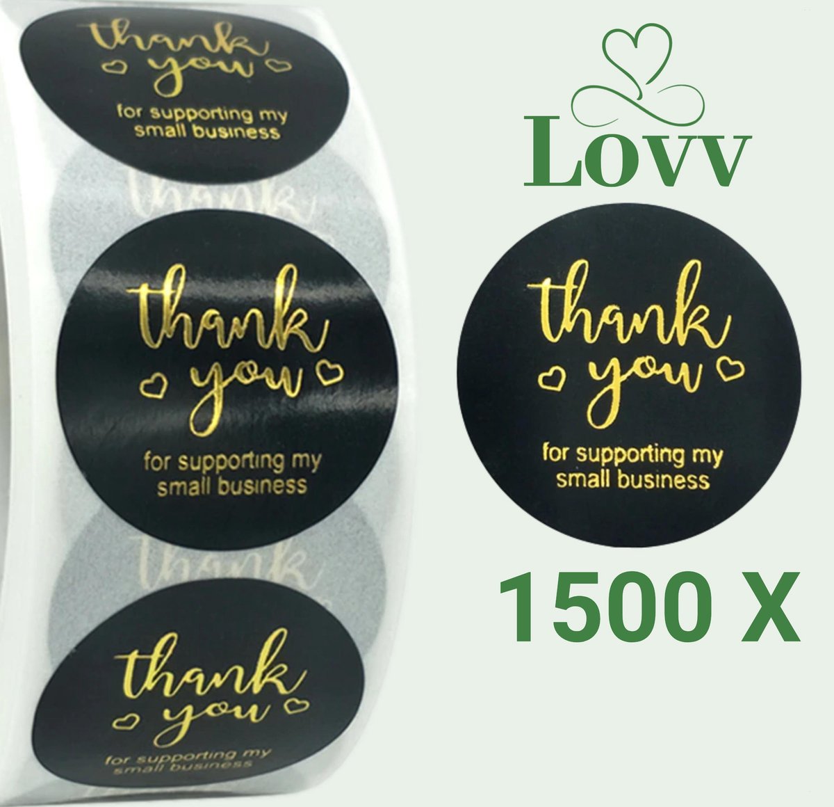 3 Rollen Stickers-Thank You For Supporting My Small Business- Sluitstickers-3 x 500 stuks Stickers op rol