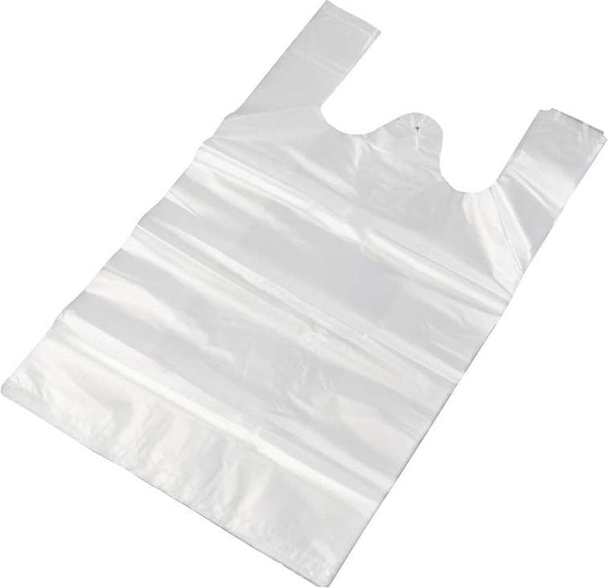 100 stuks - plastic tas - 30x10x60 - hemd tas - wit - HDPE