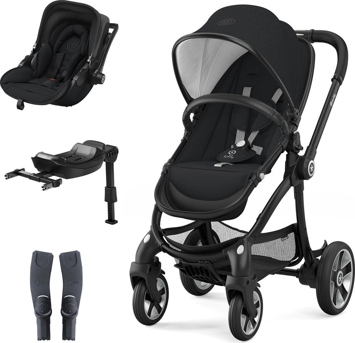 Kiddy Evostar 1 incl. frame en zitje + Evoluna i-Size incl. Isofix Base 2 Onyx Black