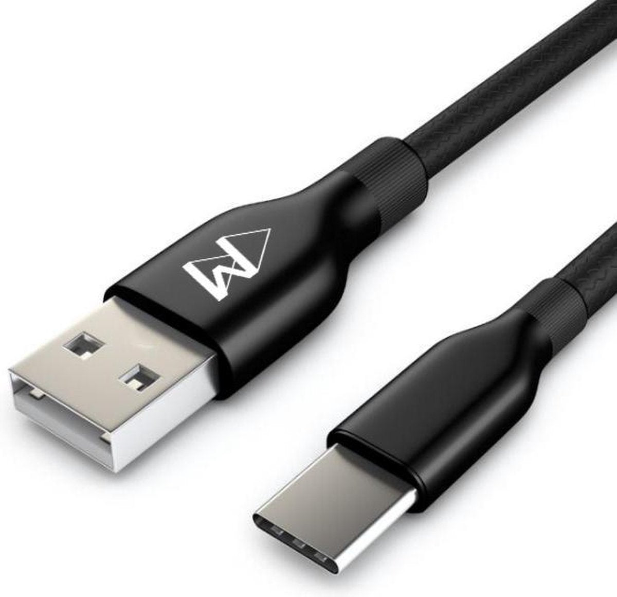 USB-C Data- en Laadkabel - 2.4A Snellader Kabel - Fast en Quick Charge Oplaadkabel - Type C Naar USB-A - Oplaadsnoer Telefoon - Laptop - Samsung Galaxy en Note S7/8/9 - Sony - OnePlus - Gevlochten Nylon – Zwart – 3 Meter - Wilsem ®