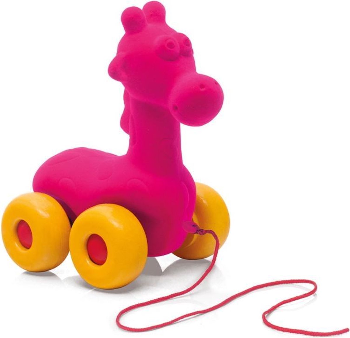 Rubbabu - Dier op wielen - groot - giraffe (roze)