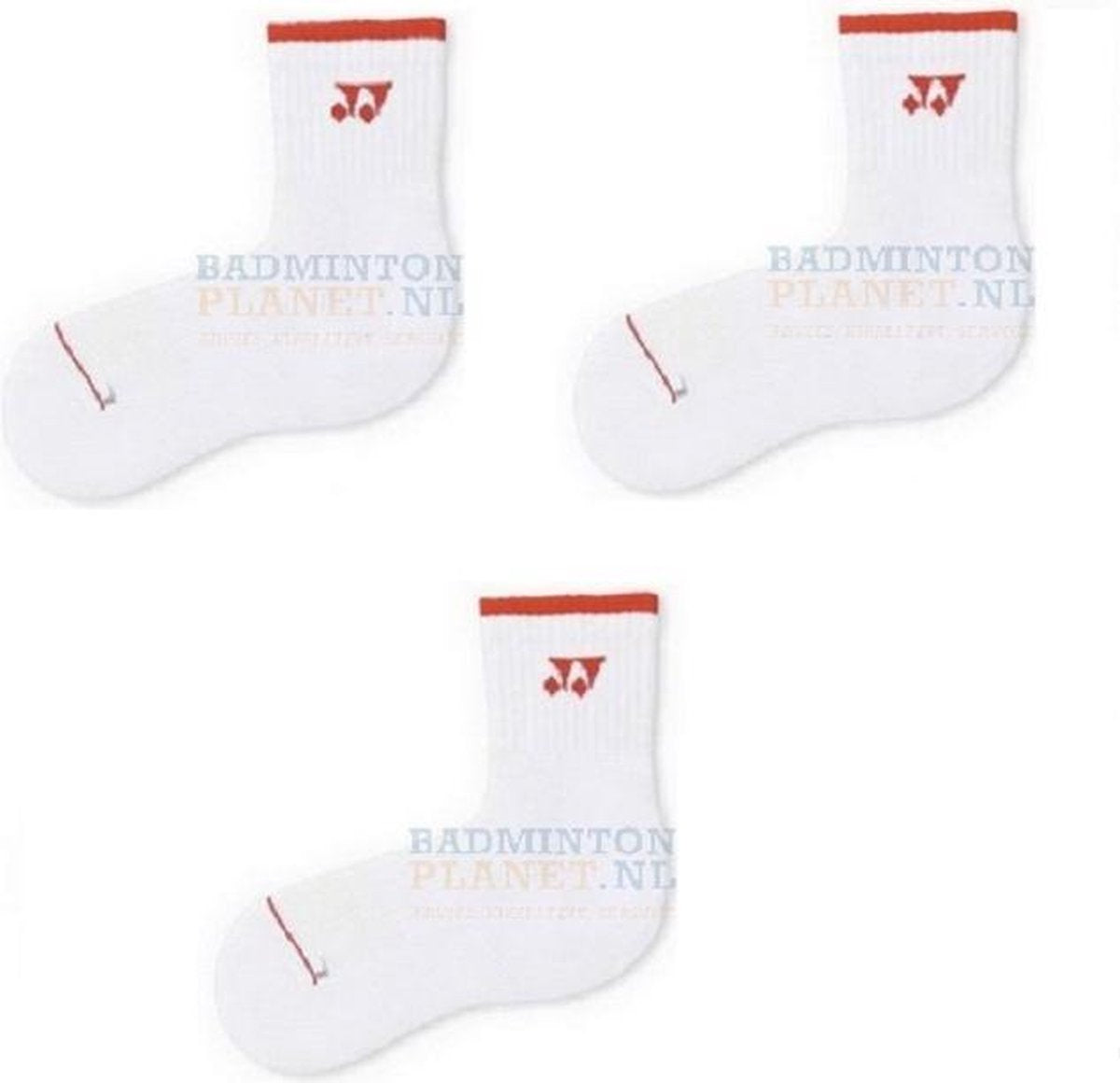 Yonex 9052 Sok 3-pak Badmintonsokken maat S Wit/Rood